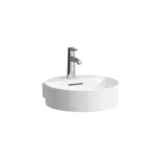 LAUFEN Aufsatzhandwaschbecken Val 400x425, 1 Hahnloch, mit Überlauf, weiß, 8.1328.1.000.104.1 H8132810001041