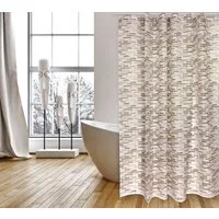 MSV Duschvorhang Cotexsa BRIQUE Breite 180 cm, Textil-Duschvorhang, Made in Spain, 100% Polyester, wasserundurchlässig, Anti-Schimmel-Effekt, Anti-Bakteriell beschichtet, waschbar 30°, 180 x 200 cm, Farbe beige