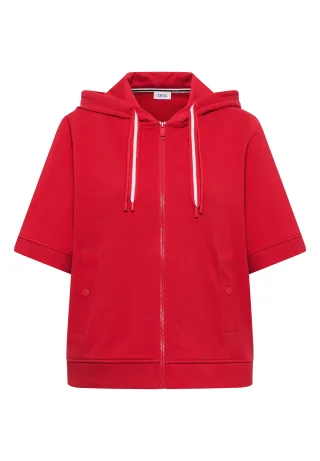 CECIL - Kurzarm Sweatjacke mit Kapuze glazed apple red - Gr. - S