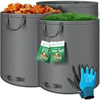 KESSER Gartensack, 272 l, (3-tlg), Gartensack Set Laubsack Gartenabfallsack inkl. Handschuhe
