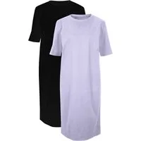 bonprix Shirtkleid (Packung, 2-tlg) für Alltag, mit Rundhalsausschnitt, Kurzarm, Oversize Passform