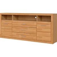 OTTO home Sideboard Ribe,180cm breit, Fronten Massivholz,7 Fächer, Holz massiv, Holzwerkstoff, Metall Griffe,2Türen,3Schubladen