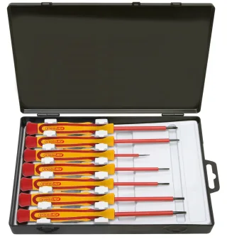 KS Tools Präzisions-Schraubendreher mit Schutzisolierung für Kreuzschlitzschrauben PH-Satz, 7-tlg - 500.6165