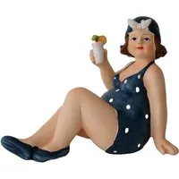 Kaufhaus le petit Dekofigur Frau im Badeanzug Mollige Dicke Dame Rubens Deko Retro Figur Skulptur, Lady Dekofigur Dekoskulptur Dekoobjekt aus Polyresin (Kunststein)