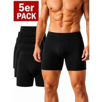 DDOnlineShop Boxershorts Herren 5er Pack – Baumwolle unterhose herren langes bein Schwarz (Spar-Set, 5-St., 5er-Pack) Premium Qualität A1125