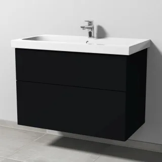 Sanipa 3way Waschtischunterbau zu Geberit iCon Light Waschtisch mit 2 Auszügen, Schwarz-Matt SF57508