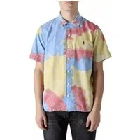 Polo Ralph Lauren Kurzarmhemd Herren Classic Fit Tie-Dye Seersucker Hemd Strand Shirt Camp-Kragen, Rückenpasse mit Falte, Multicolor Tie-Dye Muster