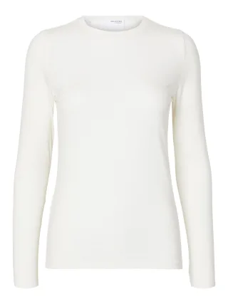 selected women - SLWMANJA LS O-NECK NOOS Weiß - Gr. - M