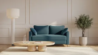 BRUNO Schlafsofa 140cm in Petrol Türkis | Flow | stabiles Massivholz & Boxspringkomfort