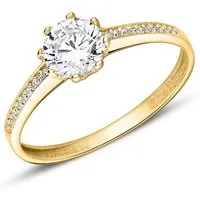 JEWLIX Goldring JEWLIX Verlobungsring 375er Gelbgold 9K mit Zirkonia Damenring VR0459
