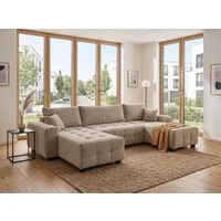 OTTO home Wohnlandschaft Bella U-Form, Breite 314 cm, Wonlandschaft, Schlaffunktion,Bonnelfederkern,Rückenkissen