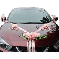 Kunstblume Premium Autoschmuck Hochzeit Motorhaube, Auto Schmuck Braut, Diwzbyn, Hochzeitsauto Dekorationsset mit Extrastarken Saugnäpfen und Band