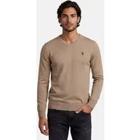 U.S. Polo Assn. V-Ausschnitt-Pullover Longsleeve USPhil – Herren V-Neck Classic Fit mit Logo-Stickerei Angenehme Baumwollmischung, weiches Material und sportiver Look