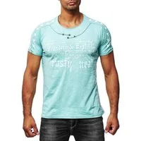 R-NEAL T-Shirt T-Shirt Verwaschen Regular Printed Oil Washed Roundneck S M L XL XXL