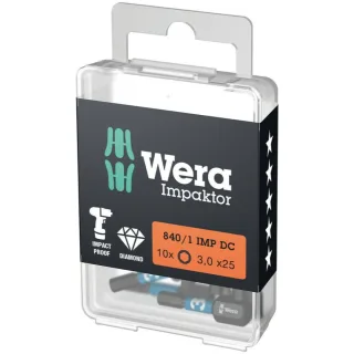 Wera 840/1 IMP DC Hex-Plus DIY Impaktor Bits, 3 x 25 mm, 10-teilig - 05057603001