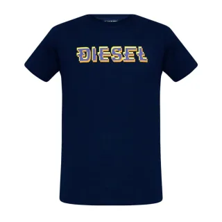 Diesel Pixel Logo Marineblaues T-shirt