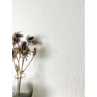 Newroom Vliestapete Rimeda White Tapete Streifentapete Wellen,Linien,Struktur, Weiß Tapete Streifen Wellen - Wellenmuster Leicht glänzend Creme Modern 3D Optik Linien Struktur für Wohnzimmer Schlafzimmer Küche, Wellenmuster