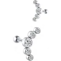 Paletti Single-Ohrstecker Ohrstecker Helix Edelstahl mit transparenten Kristallsteinen PRO STÜCK, -