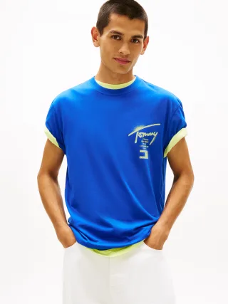 Tommy Jeans (PVH Group) - TJM REG CITY SIGN SS TEE EXT Fizzy Blue - Gr. - XXL