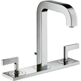 hansgrohe Axor Citterio 170 3-Loch-Waschtischarmatur 39136000 Ausladung 140mm, Zugstangen-Ablaufgarnitur, Platte, chrom