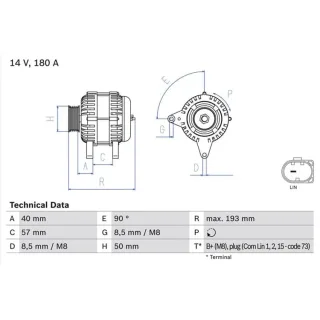 Bosch Lichtmaschine 180A Skoda VW 0986083850