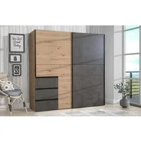 FORTE Schwebetürenschrank Winn, Schiebetürenschrank mit 3 Schubladen, Made in Europe (In 2 Größen erhältlich - B/H/T ca. 170x200,5x61cm und 200x200,5x61cm) verschiedene Größen und Farben, sehr viel Stauraum