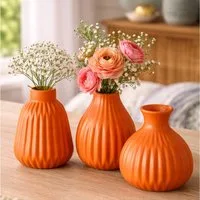 BOLTZE Dekovase Vase Esko 3er Set Orange Keramik 12cm (3 St)
