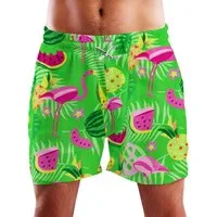 King Kameha Badeshorts Flamingo Melone Hawaii Bade-Shorts Mesh-Einsatz Verschluss Kordelzug Mit integriertem Mesh-Innenslip für extra Komfort