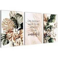 Novart Wandbild Wandbilder Boho Wohnzimmer Schlafzimmer Landhaus Deko, Blätter