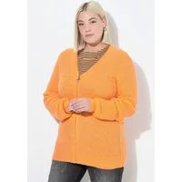 Ulla Popken Strickjacke Strickjacke Patentstrick V-Ausschnitt Langarm