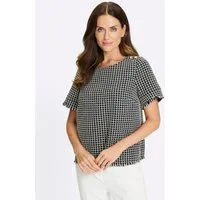 heine Klassische Bluse Bouclé-Bluse Kurzarm