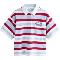 Next Poloshirt Gestreiftes Rugby-Poloshirt mit kurzen Ärmeln (1-tlg)