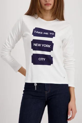 monari - Langarmshirt mit Aufdruck off-white - Gr. - 42