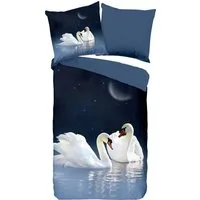 PURE luxury collection Wendebettwäsche Share, Renforcé, 2 teilig, Mikrofaser, 135x200, Pflegeleicht, Reißverschluss, Wendeoptik, Schwäne
