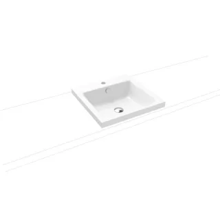 Kaldewei Puro Aufsatzwaschtisch 900306013001 3153, 46x46x4cm, weiss, Perl-Effekt, 1 Hahnloch