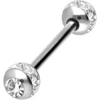 PIERCINGLINE Brustwarzenpiercing Chirurgenstahl Barbell EPOXY-RING-KUGELN + KRISTALLE (Barbells, 1-tlg)