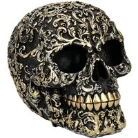 Figuren Shop GmbH Dekofigur Totenkopf Figur – Barock Gothic Deko Schwarz Gold Schädel 15.5 cm
