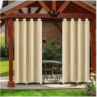 Qelus Vorhang Outdoor Gardinen Wetterfest Sonnenschutz Vorhänge Wasserfest Balkon (2 St), mit ösen Rutentasche Gardinen Terrasse Pavillon