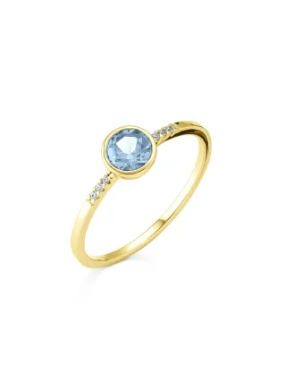 Orolino Ring Gold 585 mit 6x Brillant 0,025ct. und Blautopas (beh.)
