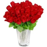 Künstliche Zimmerpflanze Kunstrosen rot 48 Stück Rose, relaxdays, Höhe 26 cm