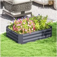 Outsunny Hochbeet Pflanzbeet aus Stahl, Blumenkasten stapelbar (Pflanzkasten, 1 St., Gemüsebeet), 120 x 90 x 30 cm für Garten Balkon Terrasse, für Blumen, Pflanzen