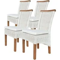 Amagohome Rattanstuhl Esszimmer Stühle Set Rattanstühle Perth 4 Stück weiß Esstisch Stühle K