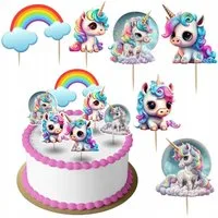Festivalartikel Tortenstecker Unihorn Einhorn Topper Set 6 Stk Geburstag Torten Deko Kuchen Junge