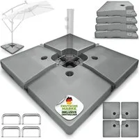 tillvex Sonnenschirm tillvex® Sonnenschirmständer 90L / 120kg Schirmständer Schirmgewicht, Schirmständer Ampelschirmständer wetterfest, inkl. Metallverbinder Schirmgewicht befüllbar, Sonnenschirmständer 90 Liter / 120 kg – 4-teilig für Ampelschirm