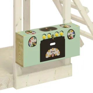 Spielküche Xtra-Cook für Spielturm - Robustes Zubehör aus Massivholz mit Ofenklappe - Kreatives Rollenspiel Element 80 cm Montagebreite - Wickey