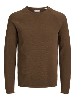 JACK&JONES - JJEHILL KNIT CREW NECK NOOS Cocoa - Gr. - M