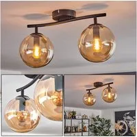 hofstein Deckenleuchte Deckenlampe aus Metall/Glas in Schwarz, ohne Leuchtmittel, Glasschirme (15 cm), 2 x E14, ohne Leuchtmittel