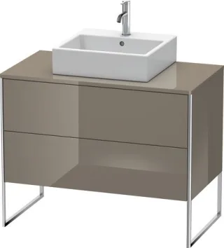 Duravit XSquare Konsolenwaschtischunterbau bodenstehend Flanell Grau Hochglanz 1000x548x778 mm - XS4 XS492108989