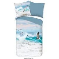 good morning Wendebettwäsche Celle, Renforcé, 2 teilig, Baumwolle, Renforcé, Reißverschluss, Wendeoptik, Strand, Meer, Blau