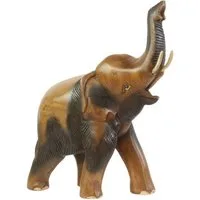 Oriental Galerie Dekofigur Elefant Skulptur Rüssel oben Braun 38 cm (1 St), Dekofigur, Elefantenfigur, Tierfigur